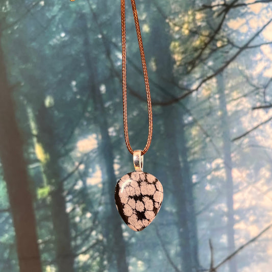 Snowflake Obsidian Pendant - B