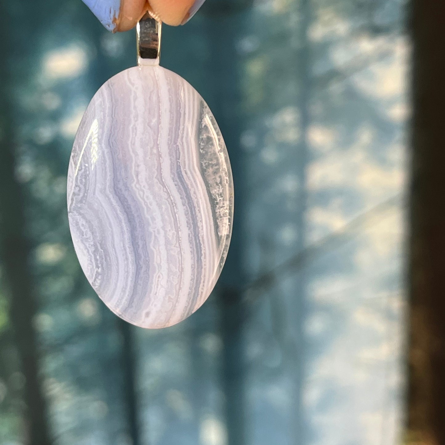 Blue Lace Agate pendant - A