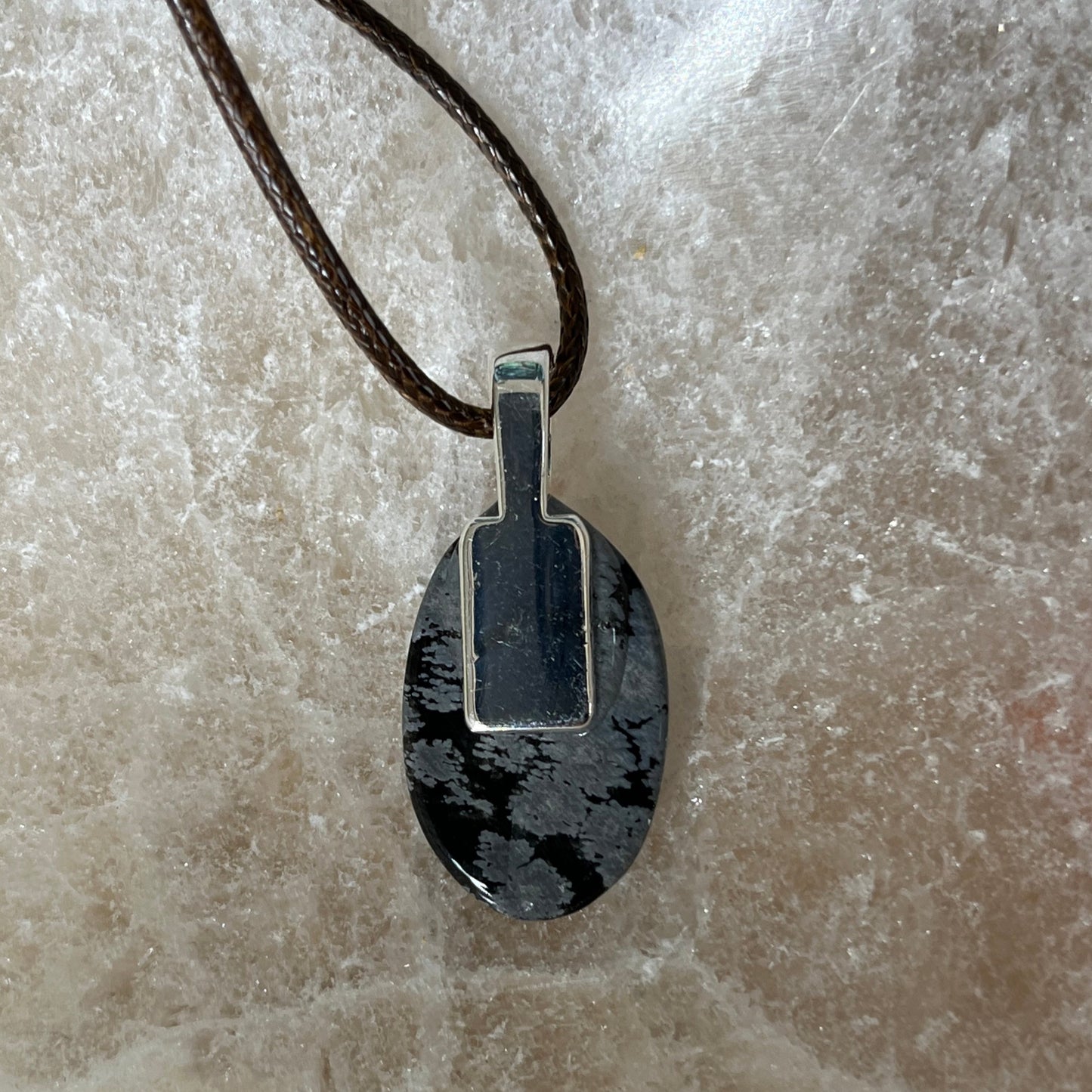 Snowflake Obsidian Pendant -D