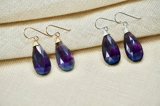 Rainbow Fluorite Earrings in Sterling Silver