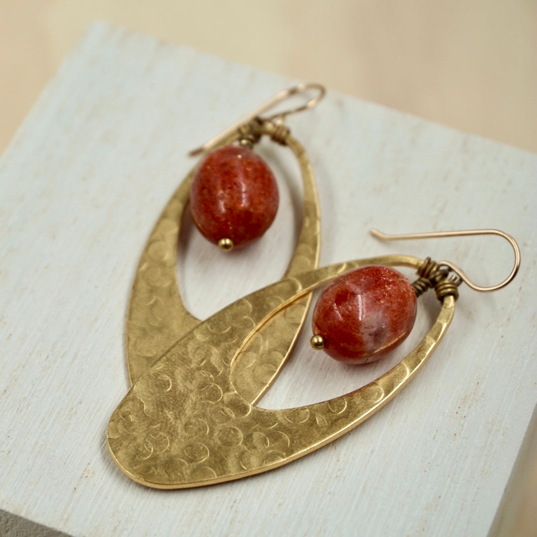 Sunstone Earrings with 14K gold filled hooks