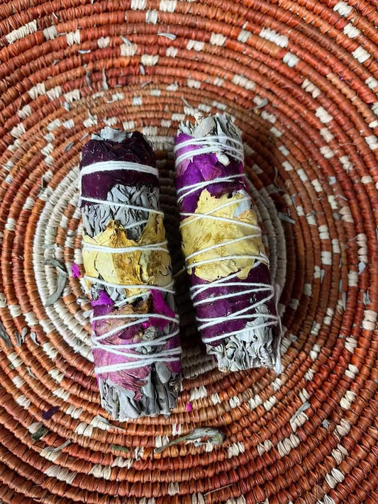 White Sage with Rose Petal Smudge Bundles