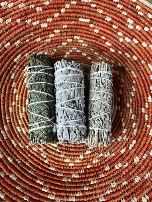 Smudge Bundle Three Pack - White Sage, Blue Sage, Cedar